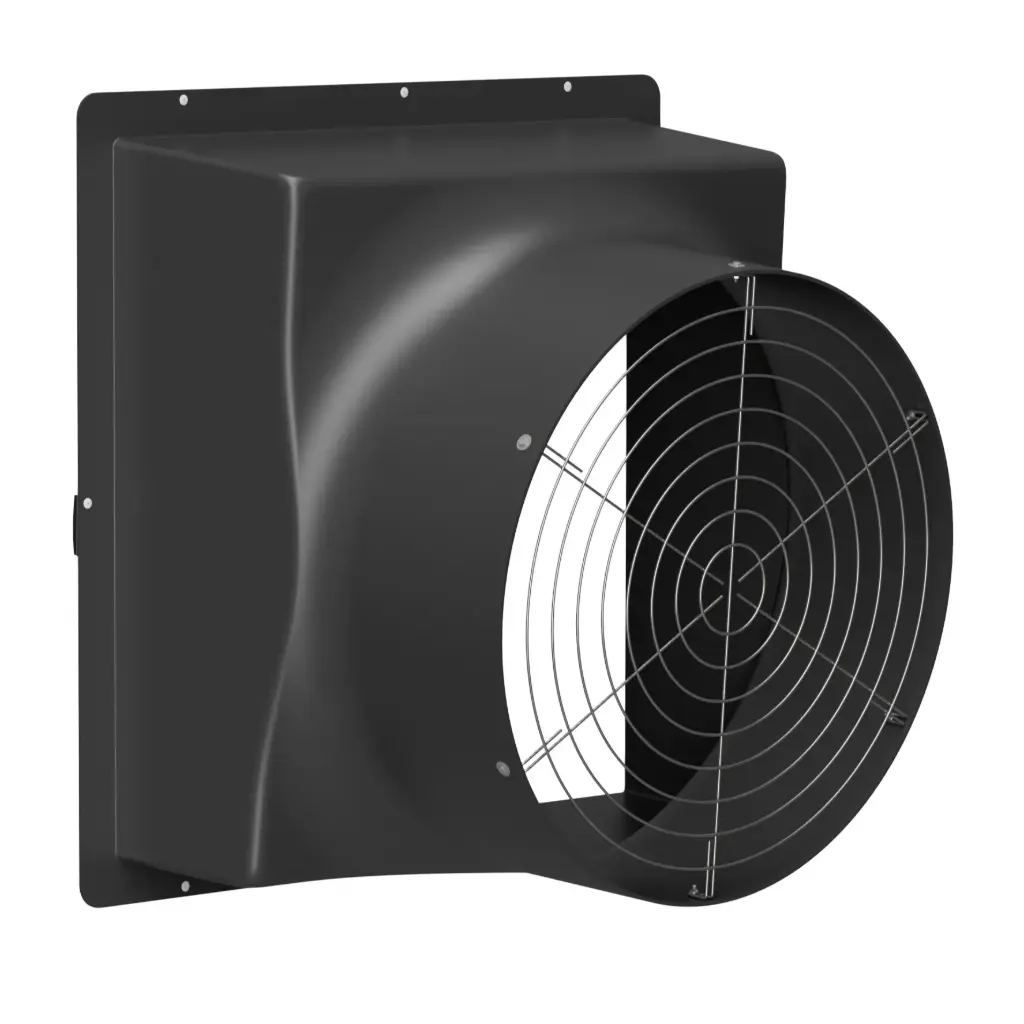 Wall Fan Housing 38in Gen2 & Stainless Steel Guard, Poly Black 