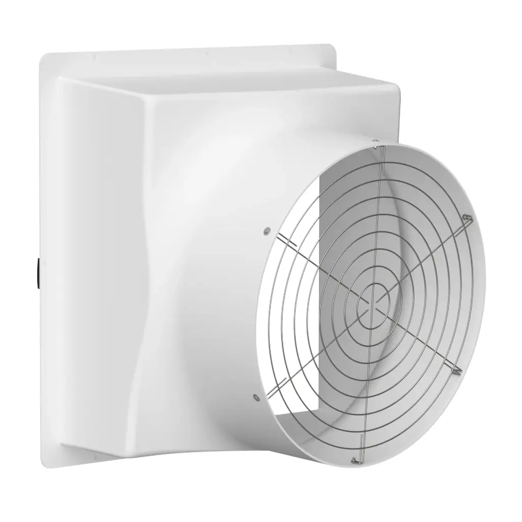 Wall Fan Housing 38in Gen2 & Stainless Steel Guard, Poly White